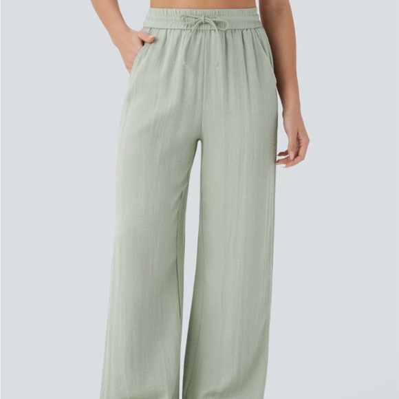 HALARA Light Green Wide-Leg Pants - Picture 1 of 6